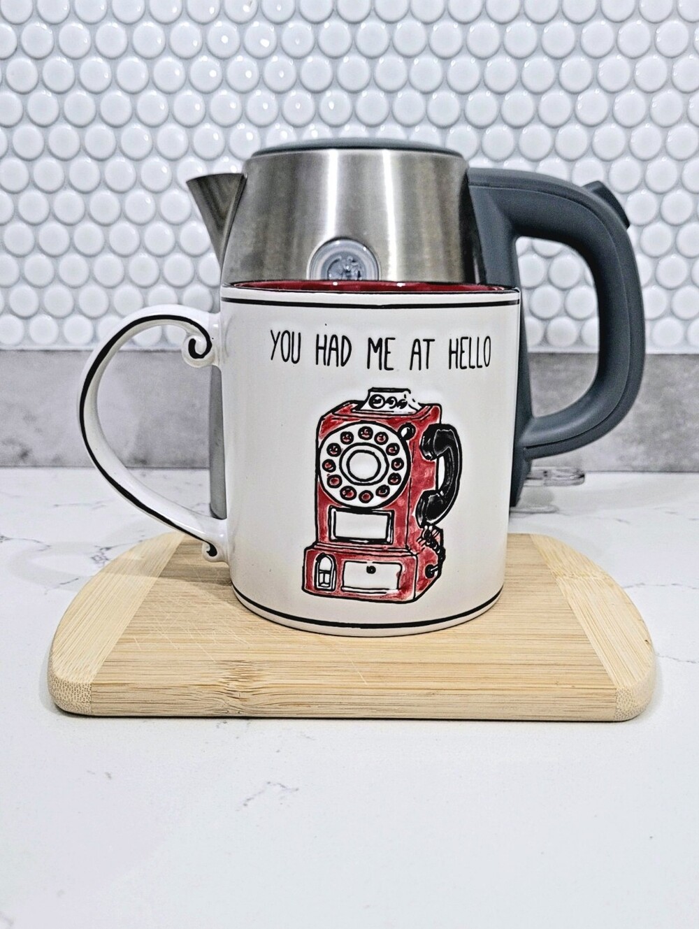 Spectrum Designz You Had Me At Hello Ceramic Red Pay Phone White 21 oz Mug